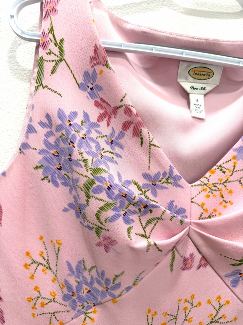 Talbots Pink Floral V-Neck Silk Midi Dress - Picture 6 of 15